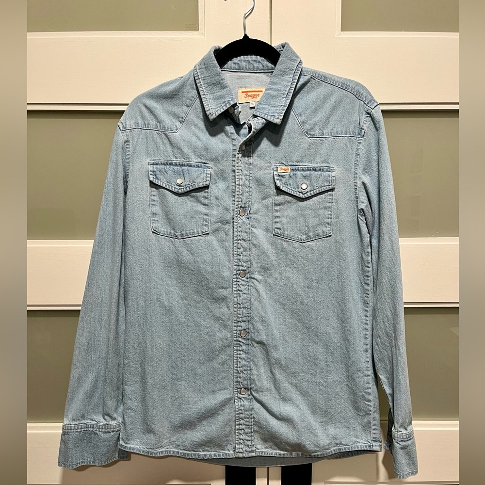 Seager REAGAN PEARL SNAP LIGHT WASH INDIGO - size small
